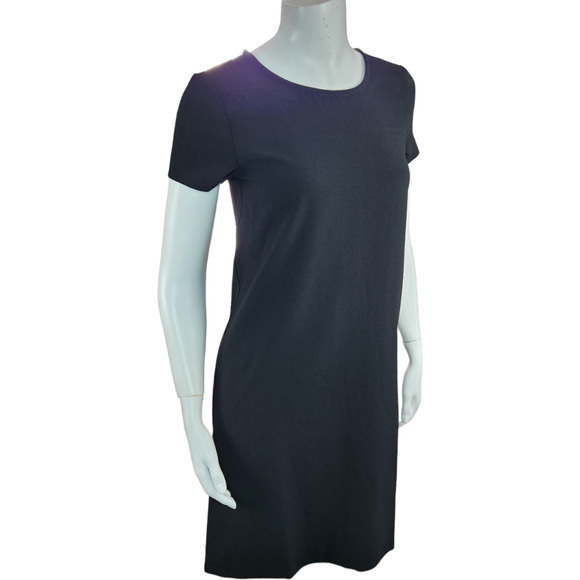 Chelsea 28 Womens XXS Black Midi Short Sleeve Shift Dress Zipper NWT Summer - Picture 10 of 15